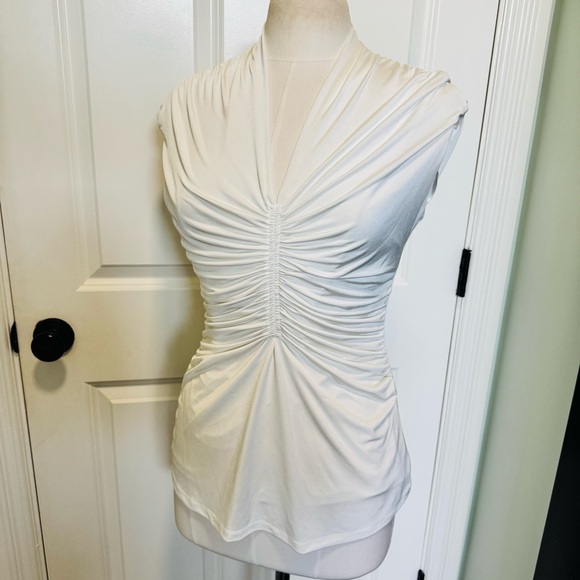 Cache White Ruched Blouse - Picture 13 of 14